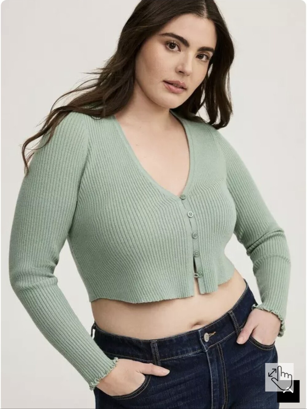 Torrid Green Ribbed V-Neck Cardigan 2X
